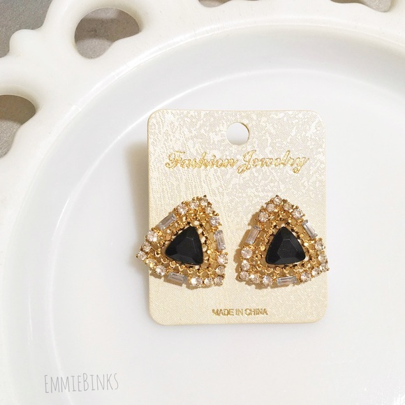 ⭐️HP🆕 Geometric Filigree Rhinestone Earring Studs - Picture 5 of 8